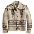 New Fashion Men Streetwear Cardigans Sweatercoats Autumn Man Outwear Casual Cardigans Retro Jacquard Sleeve Knitted Sweaters 3XL