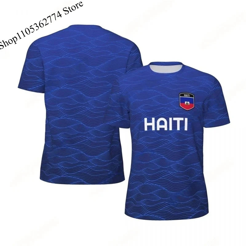 Haiti Flag Football T-shirt Men 3D Printed Boys Fashion O'neck Short Sleeve Soccer Breathable Sports Loose Tees