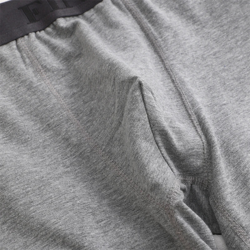 FINETOO 2pcs Cotton Long Boxers For Man Big Size Sports Fitness Pants Men Workout Tights Running Bottoming Shorts Panties S-XXL