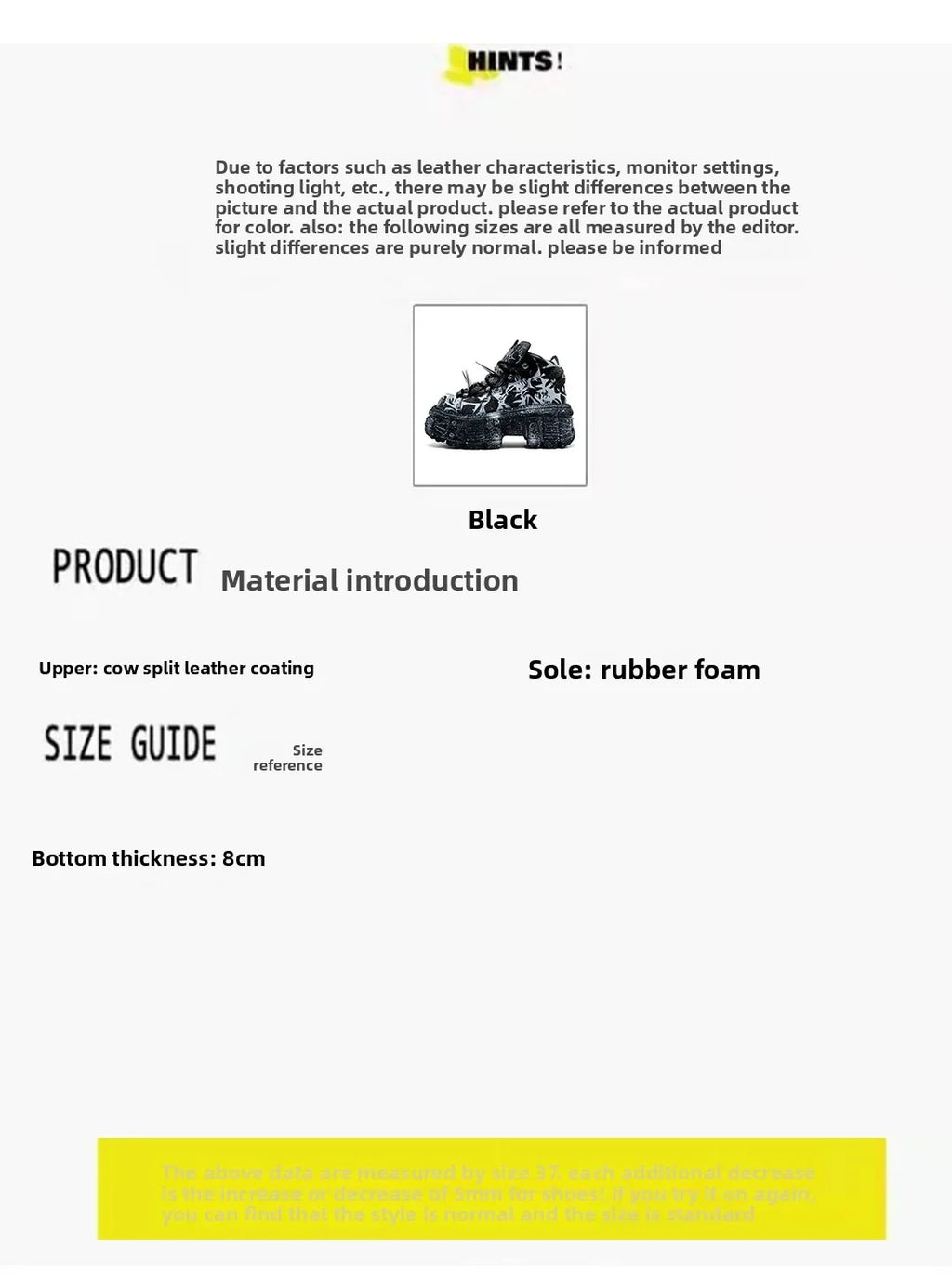 2025 Retro Heavy Metal Platform Men's and Women's Graffiti Punk Muffin Black Rivets Small Height Increasing Dad Shoes