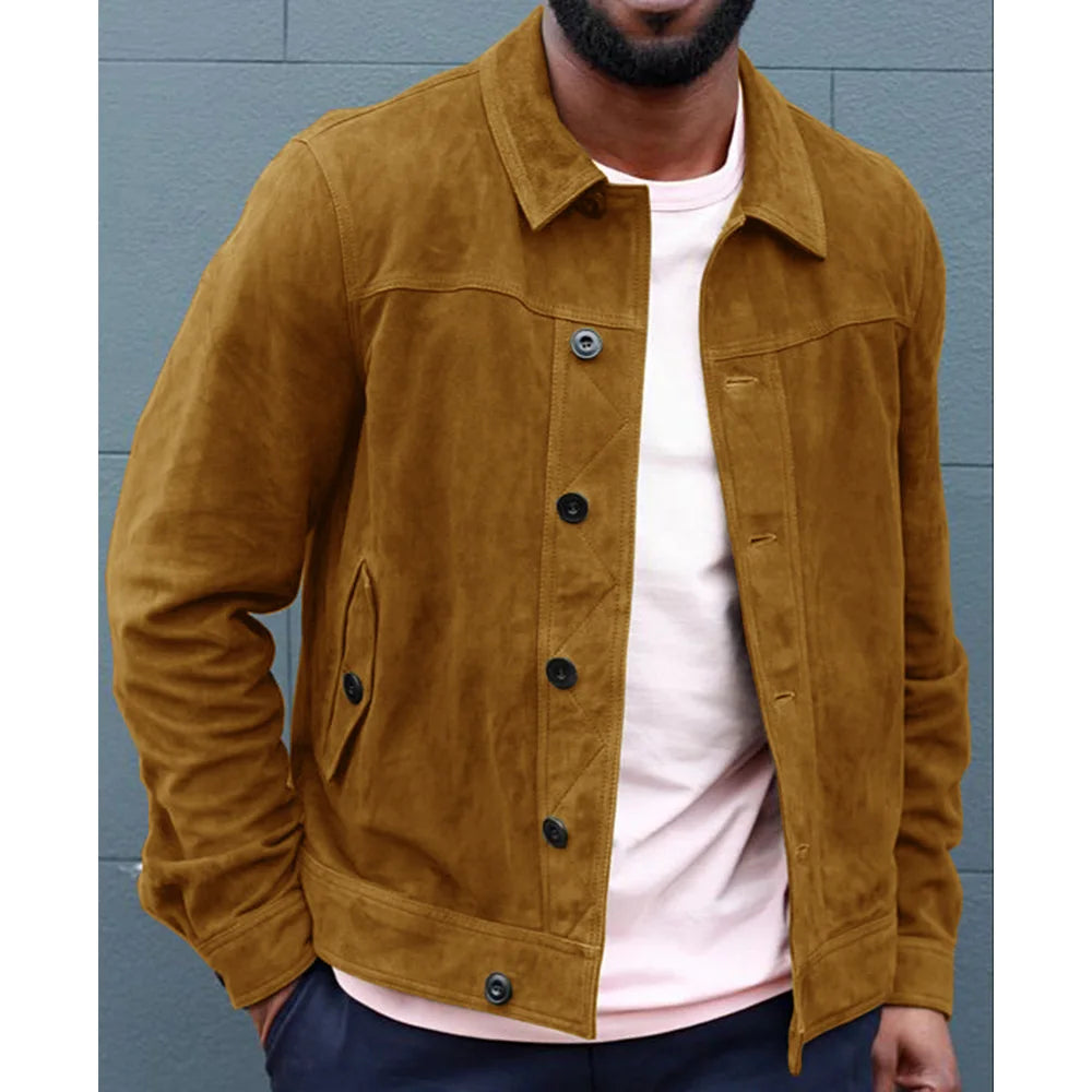 Men's Faux Suede Blazer Single Breasted Slim Fit Fashion Jacket Jackets Man Blouson Men's Coat Winter Clothes Clothing Mens Male