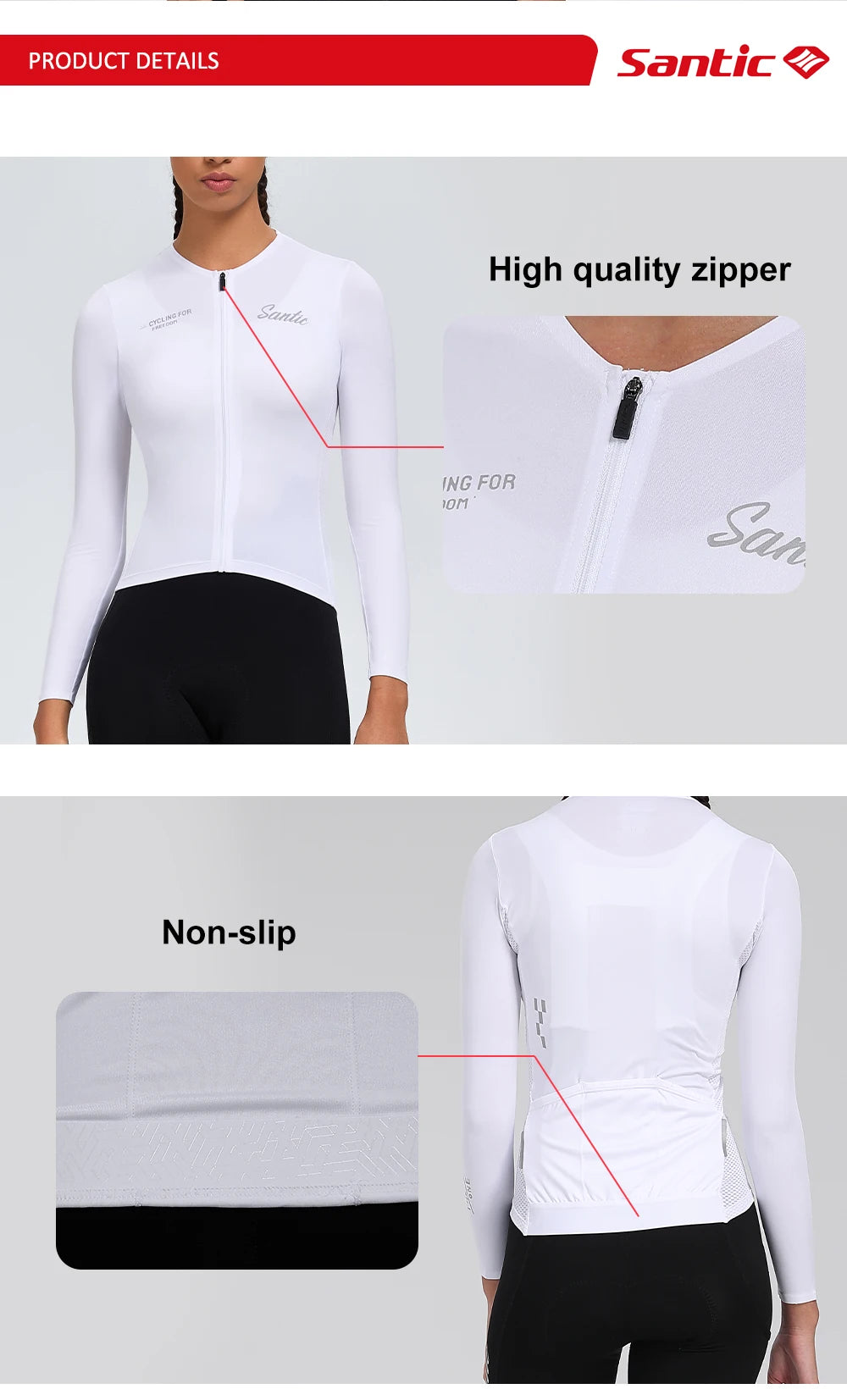 Santic Women's Summer New Cycling Jerseys  Long Sleeve Breathable Quick Dry Summer Comfortable Cycling Jerseys  KL25C01181