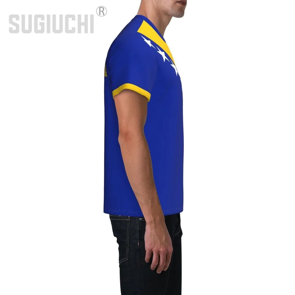 Custom Name Number Bosnia And Herzegovina Flag Emblem 3D T-shirts For Men Women Tees team Soccer Football Fans Gift