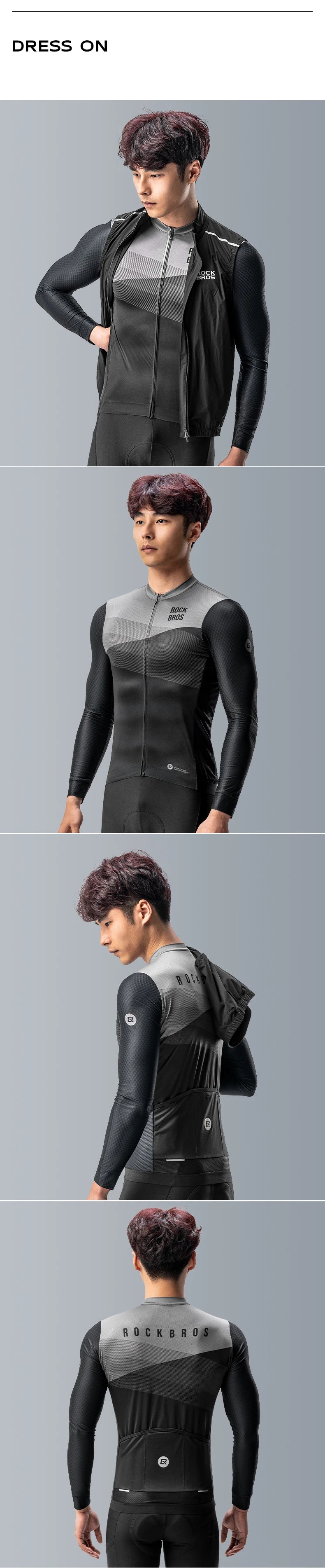 ROCKBROS Spring Summer Cycling Jersey Long Sleeves Lightweight High Elastic Breathable Fast Dry Shirt Men MTB Cycling Clothing