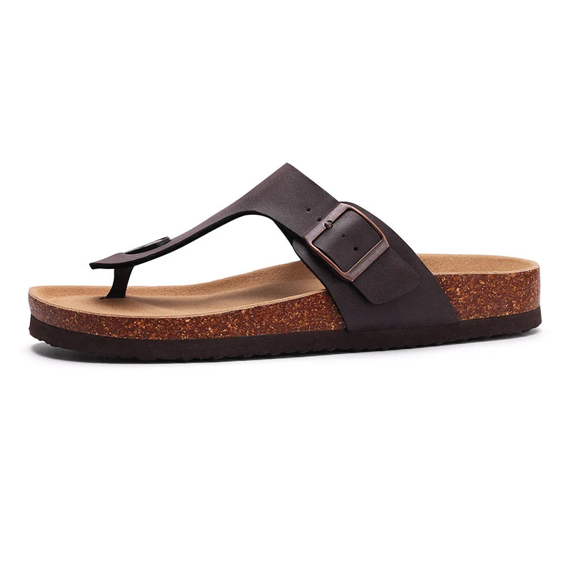 Kidmi Women's Summer Barefoot Sandals Cork Footbed Nonslip Slides Leather Clogs for Beach Essential Footwear
