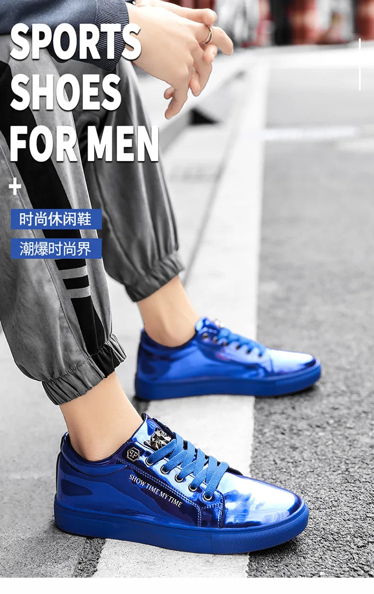 Men Casual Shoes Patent Leather Flats Loafers Tiger Skate Men Cool Driving Shoes Male Walking Shoes Sneakers Dress Footwears 47