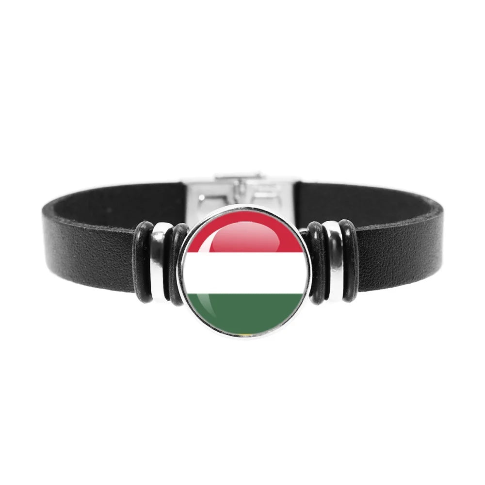 National Flag Bracelet Swiss Mexico Brazil Haiti Australia Germany Watch Strap Leather Bracelet Bangle Fashion Party Jewelry Gif