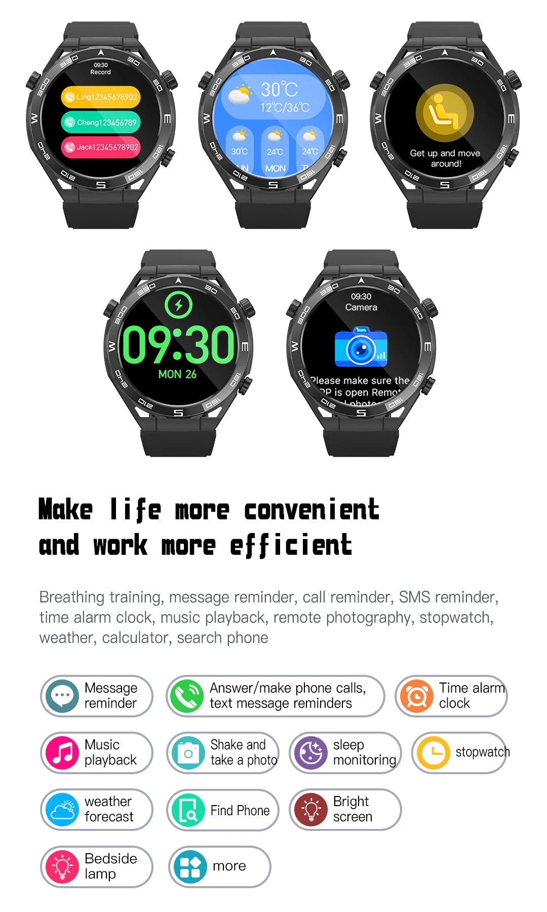 Smart Watch for Men Women Outdoor Activities Fitness Tracker Heart Rate Monitor Calorie Step Counter Sport Watch Music Play