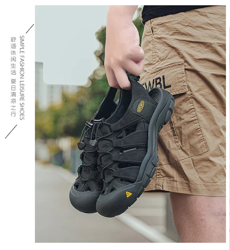 Fashion Men's Casual Mesh Outdoor Beach Sandals Light Breathable Shoe for Men Anti-slip Waterproof Sandal Man Comfortable Shoes