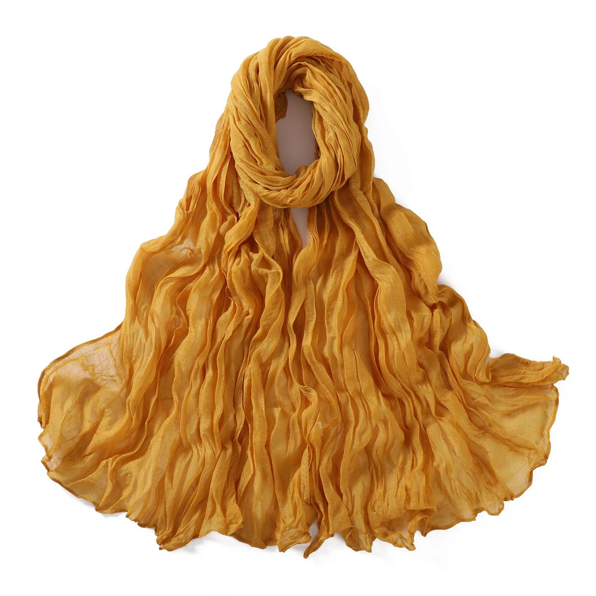 Crumpled Scarf For Women Girls Students Spring New Solid Color Cotton Voile Thin Scarves Soft Knitting Shawl Female Wrap Shawls