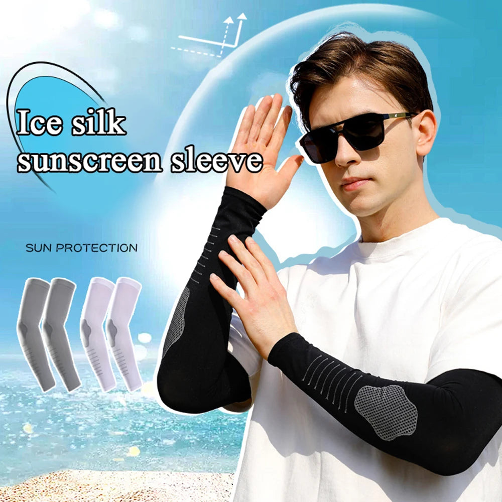 Ice Silk Sport Arm Sleeves Outdoor Travel Running Gym Fitness Cycling Sun UV Protection Arm Warmers Summer Sunscreen Arm Sleeves