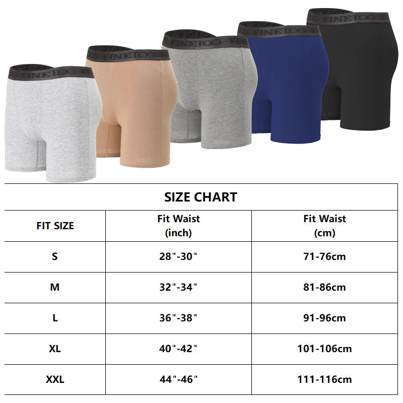 FINETOO 2pcs Cotton Long Boxers For Man Big Size Sports Fitness Pants Men Workout Tights Running Bottoming Shorts Panties S-XXL