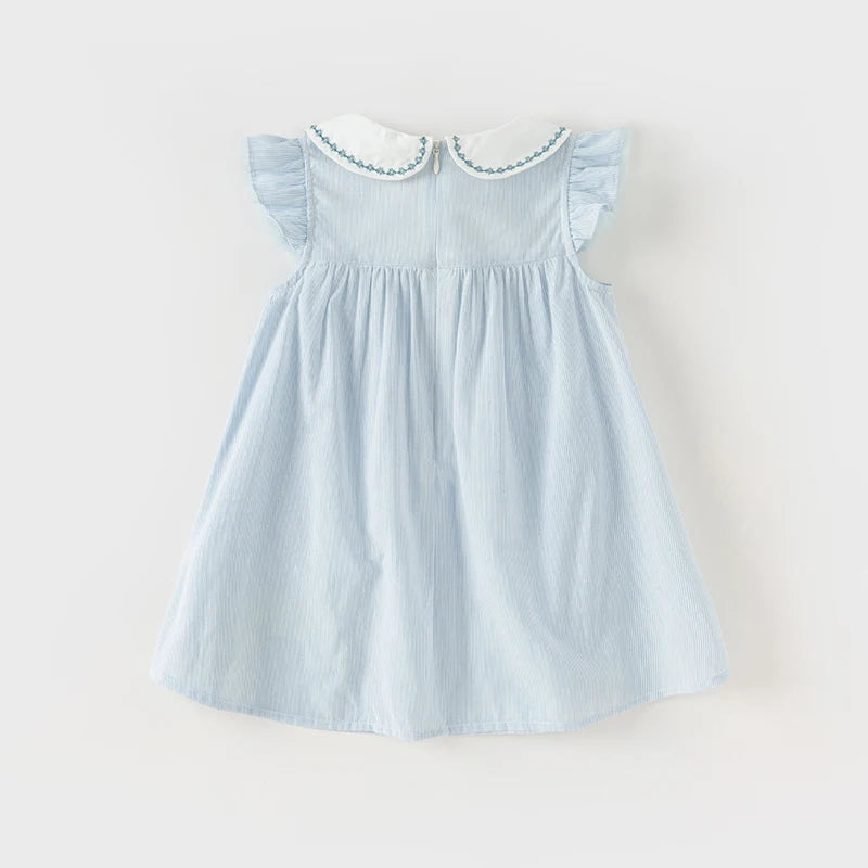 Dave Bella Girl's Princess Dress 2025 New Summer Children's Baby Sleeveless Cute Sweet Blue Fashion Casual DB2240415