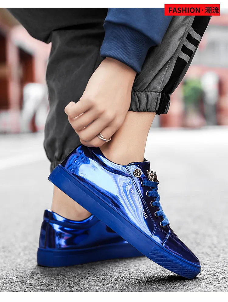 Men Casual Shoes Patent Leather Flats Loafers Tiger Skate Men Cool Driving Shoes Male Walking Shoes Sneakers Dress Footwears 47