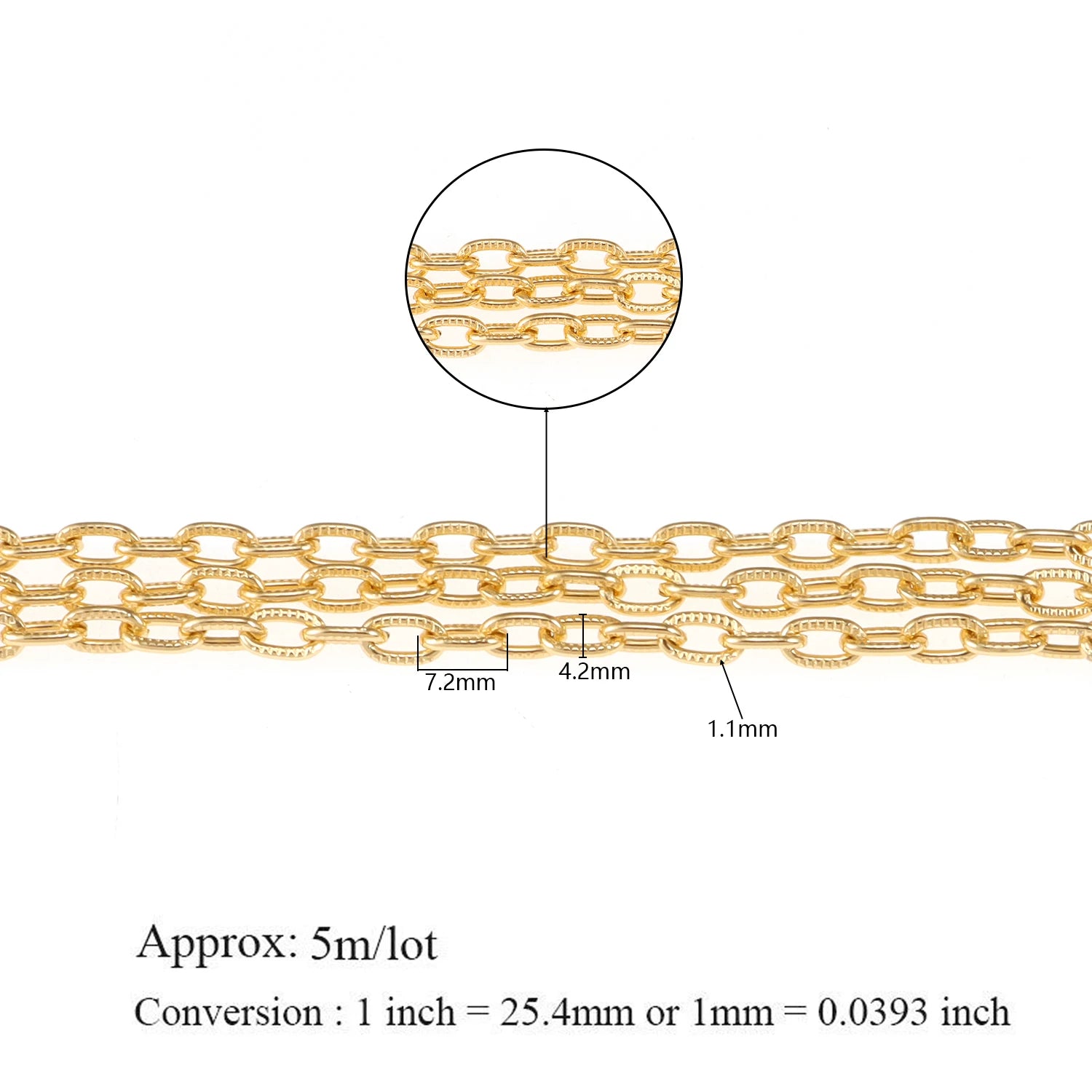 5 Meters Aluminum KC Gold Oval Shape Chains Bulk Fit Bracelets Findings Open Link Chain For DIY Fashion Jewelry Making Bag Parts