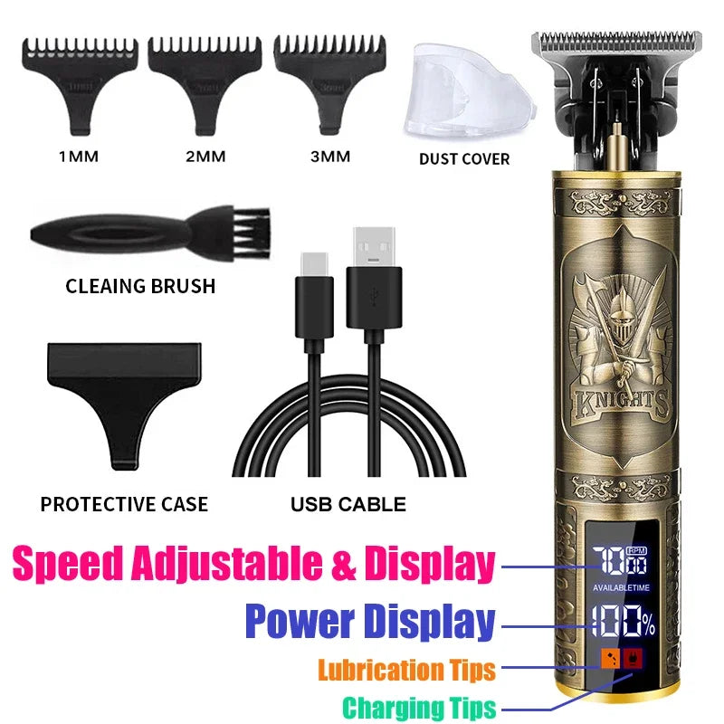 Vintage Hair Clipper Cordless Trimmer portable USB Fast Charging Hair Cutting Machine Electric Shaver Barber Professional Barber