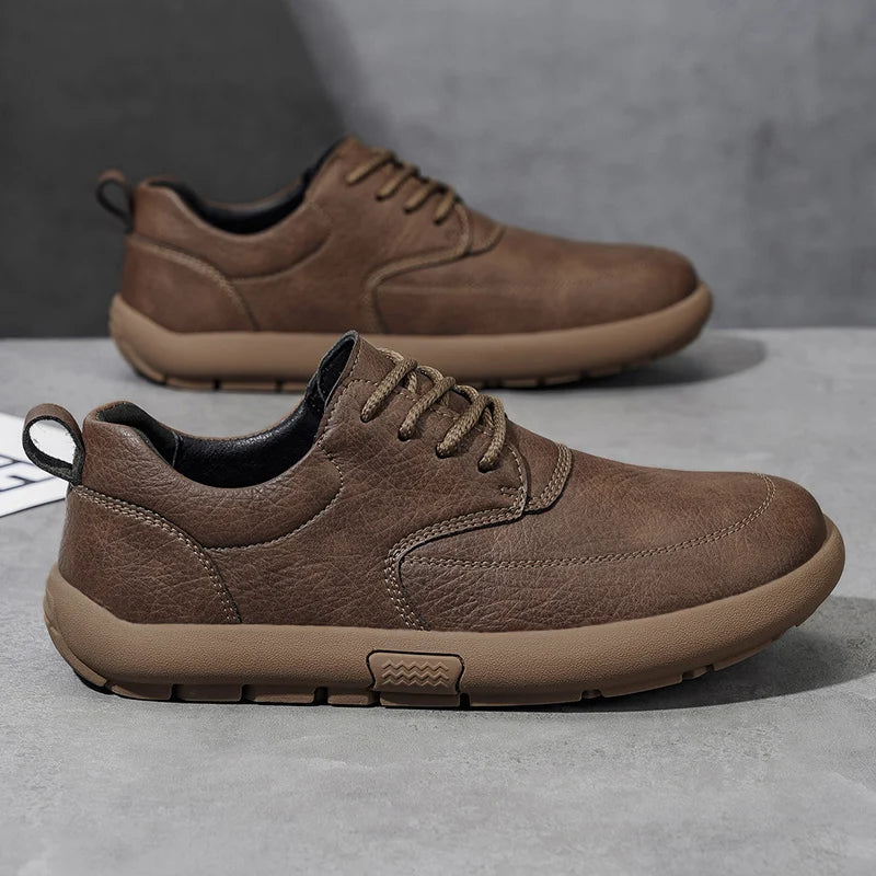 Shoes for Men Male Sneakers Leather Shoes Round Toe Apring and Autumn Wear-resistant Return To The Ancients Loafers All-match