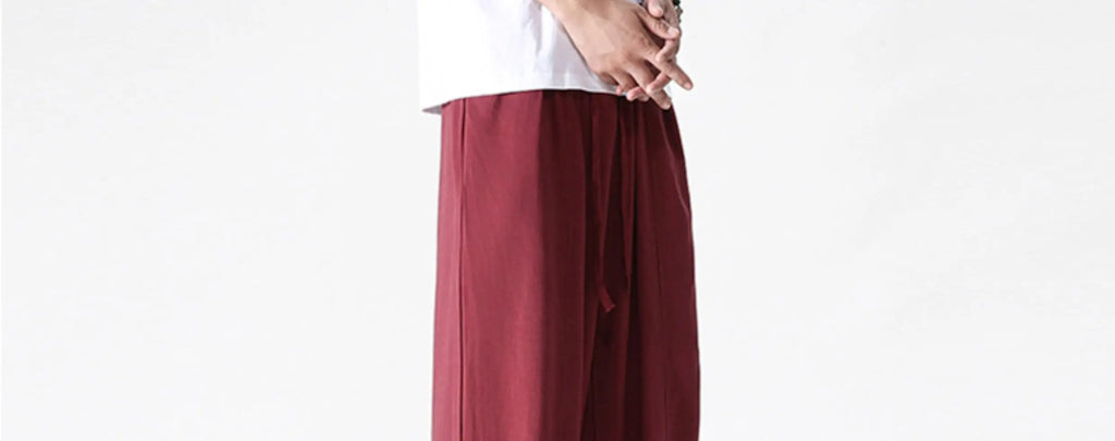 Summer Wide Leg Pants Men's Cotton Linen Harun Loose Pants Men Casual Elastic Waist Circumference Lantern Trousers Plus Size 5XL