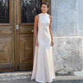 Saudi Arabian Dresses for Special Occasions Satin Mermaid Evening Dress White O-Neck Trumpet Formal Dresses with Shawl