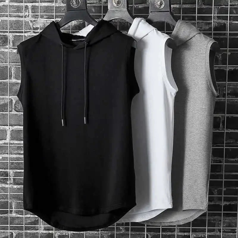 Solid Color 2025 Brand New Men's Tank Tops Vest Sleeveless Tees For Male Hooded Man Vests Tops Hip Hop Men Tank Top T shirt