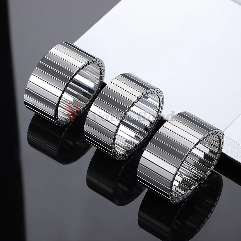 14mm 16mm 18mm 20mm 22mm Stainless Steel Elastic Stretch Strap Watch Band Accessories Bracelet Metal Expansion Strap Wristband